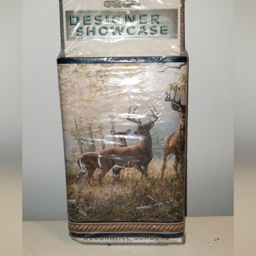 Wildlife Deer Print Decorative Tin - Brown & Green Wall Runner